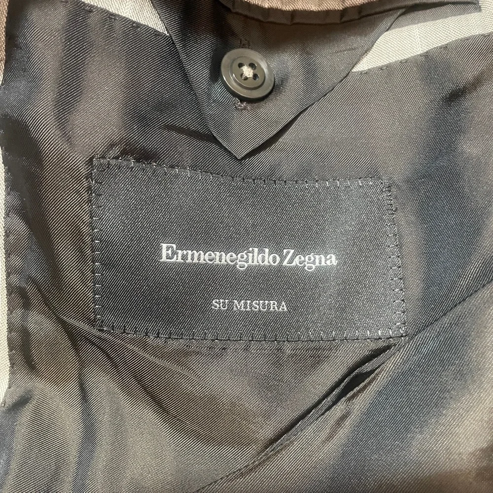 Ermenegildo‎ Zegna Su Misura Taupe Stripes Mens Suit Jacket Blazer